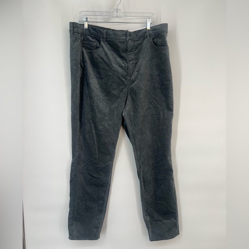 LOFT dark gray Velvet Pants The Skinny straight leg NWT